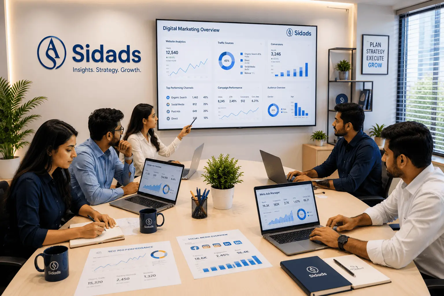 Marketing strategist reviewing growth analytics