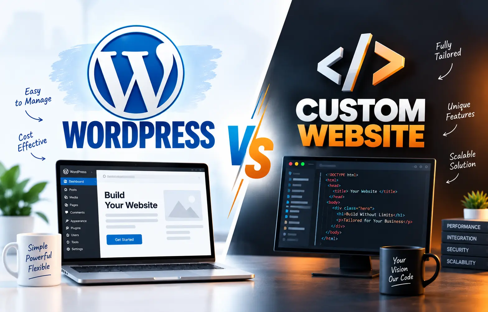 WordPress vs custom website development comparison